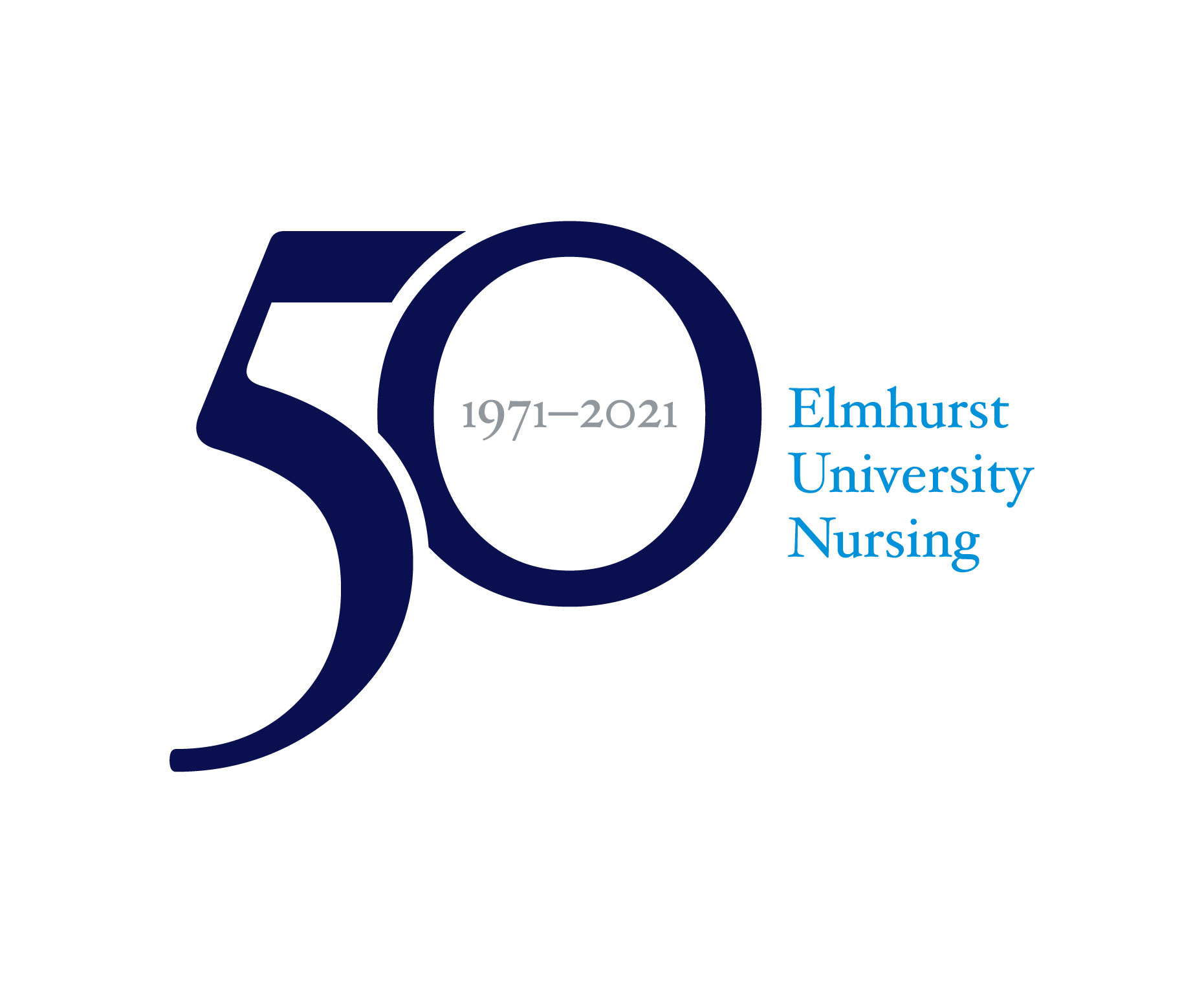 标志上写着“50(1971-2021)埃尔姆赫斯特大学护理学”beplay体育飞翔下载
